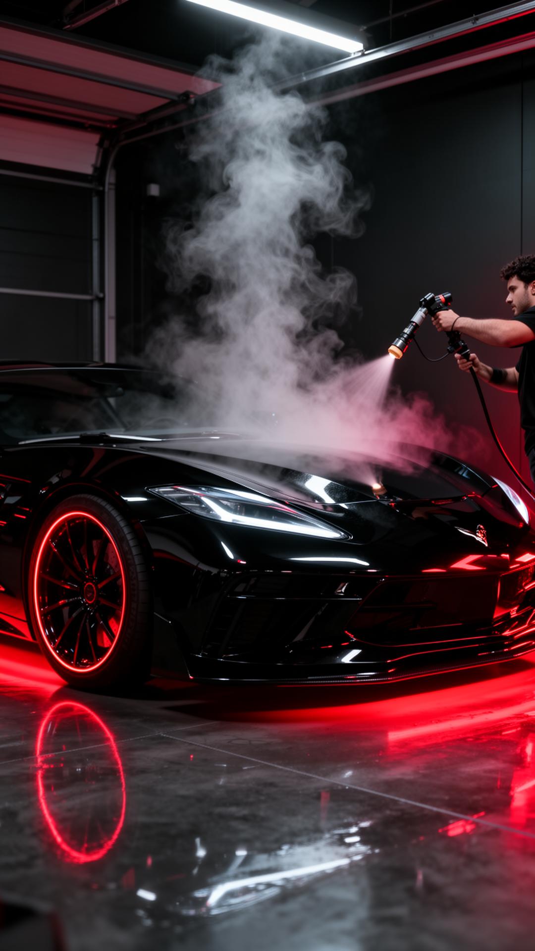 Sports car being detailed by Extreme Mobile Services in Richmond VA